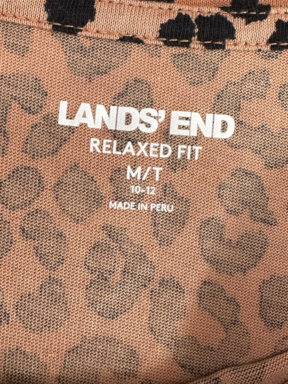 Lands' End Leopard-Print Long Sleeve Tee in Brown and Black - Picture 2 of 3